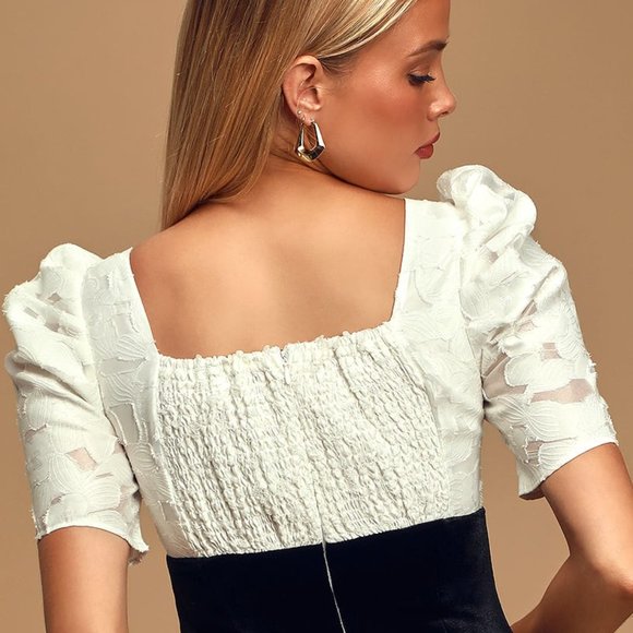 Ali & Jay Puff Sleeve Jacquard Velvet Bodycon Dress S - Picture 9 of 16